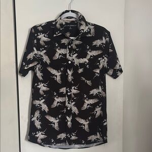 Black Crane Casual Button Down Shirt